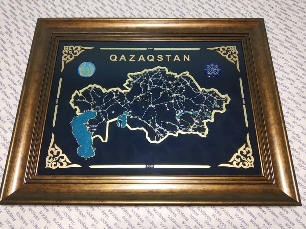 Картина карта Казахстана
