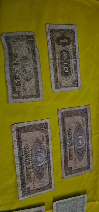 bancnota 5 lei 1966  1 leu bnr rsr