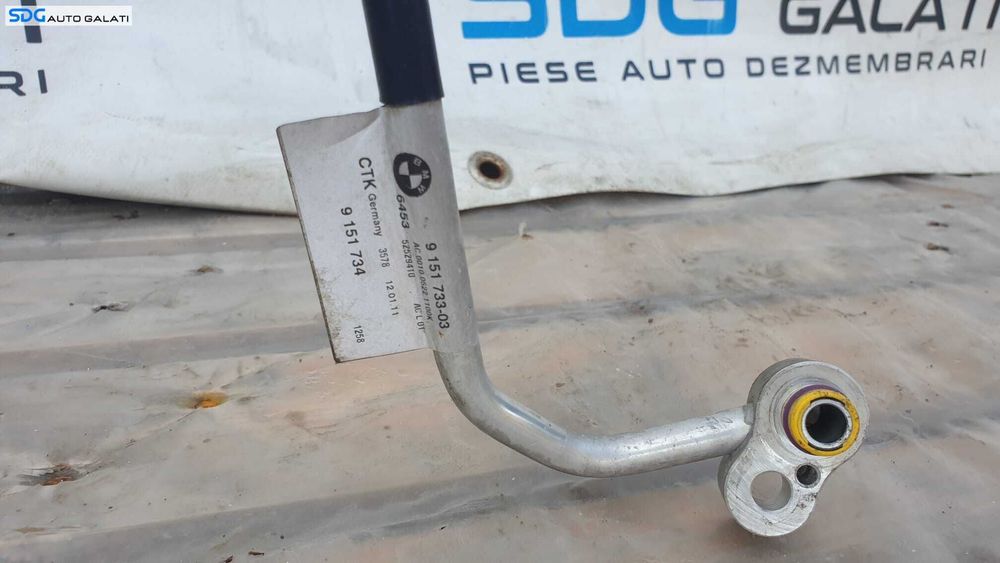 Furtun Conducta Compresor Radiator AC Aer Conditionat Clima BMW Seria 1 E81 E87 118 120 2.0 D N47 2004 - 2011 Cod 9151733 9151734