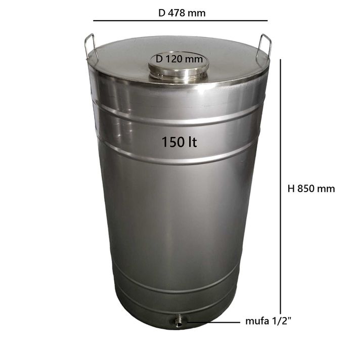 Butoi inox alimentar pentru vin si palinca 150 litri