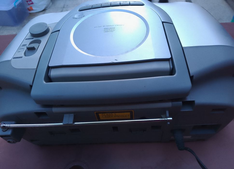 Panasonic RX-D12 Boombox Blue/Silver CD/Cassette Tape Player/Radio