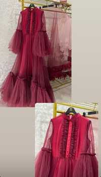 Вечернее платье бордовый цвет