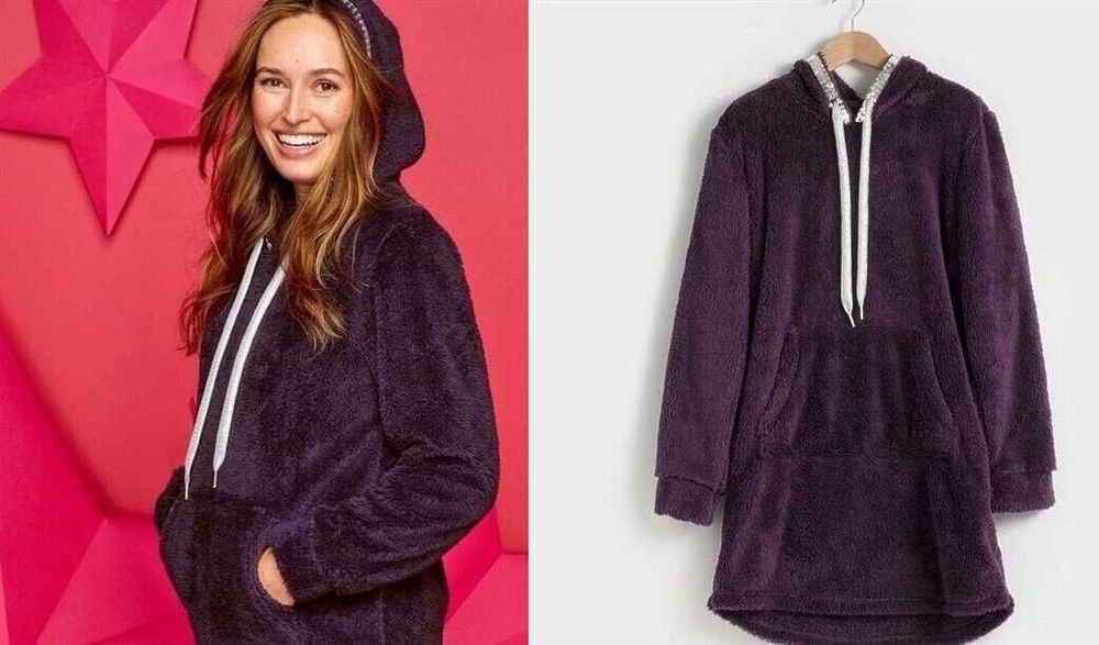 Rochie casa mov- fleece, gluga snur ajustare:paiete partea de sus Avon