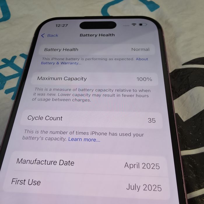 35 цикли КАТО НОВ 128GB iPhone 16 ЗОРА Гаранция 2027г. Pink / Розов