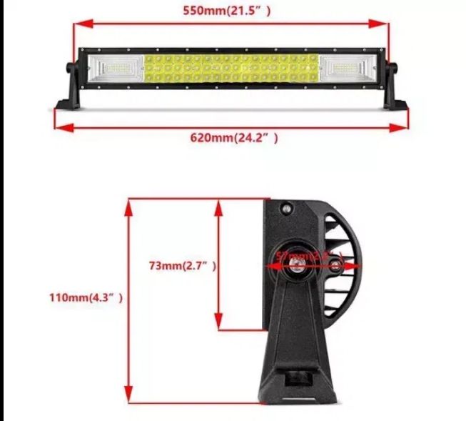 7D "TRIPLE ROW" LED BAR с усилени диоди 54см 324w