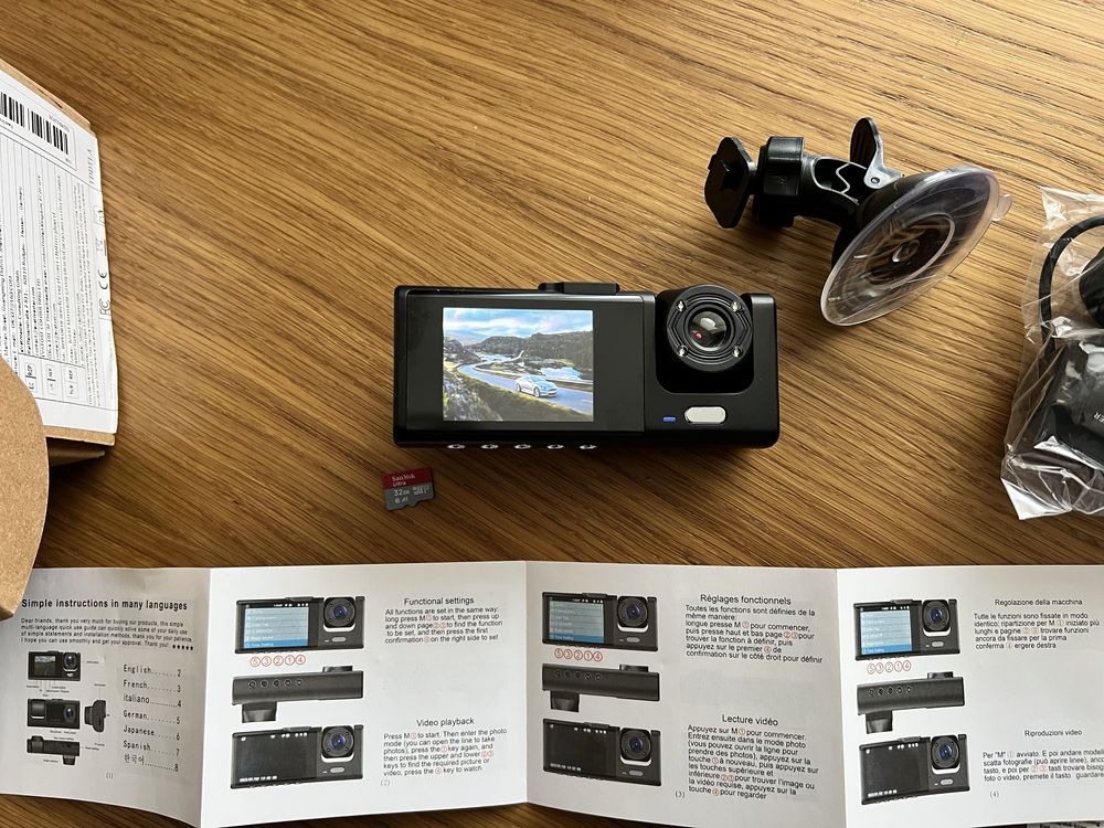 Видеорегистратор за кола HD с 2 камери, звук, нов, +32GB карта