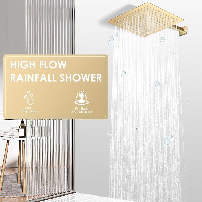 Cap dus tip Ploaie, 30x30cm, SLIM,Black Gold Crom, REDUS de la 300RON