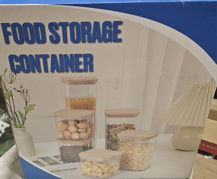 Set 6 Cutii Alimentare cu închidere ermetica din bambus