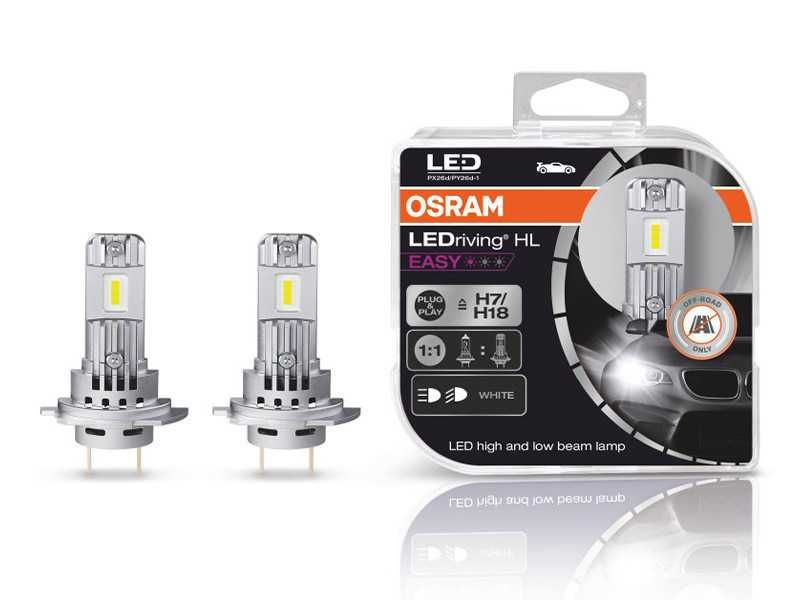 Комплект 2 броя LED крушки Osram Easy H7/H18 12V, 16W, 6500K, 1400lm