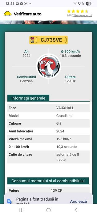 HN05 HNY  Motor 1.2 benzina opel grandland 2024 7000 mile ca nou fara