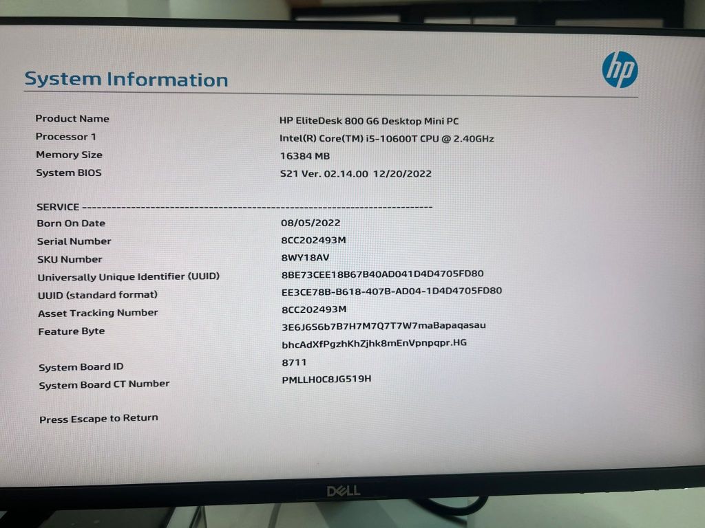 Unitate HP elitedesk 800 g6 i5 10th 10600 512 ssd 16gb