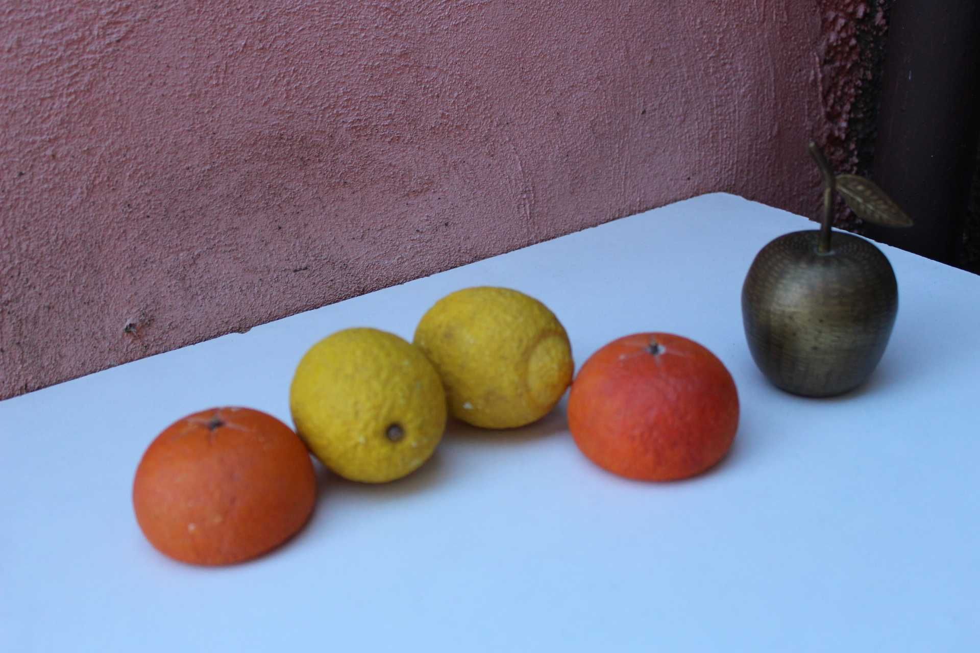 Set 4 fructe din piatra naturala, lamai si portocale, sculptate manual