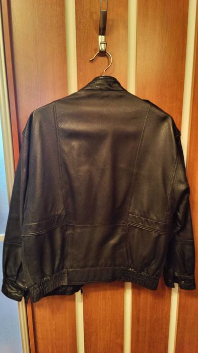 Geaca de piele naturala pentru barbati, neagra, marimea 50