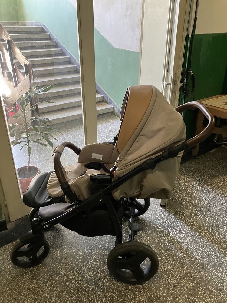 Бебешка количка Buba Forester 3 в 1 - бежов цвят