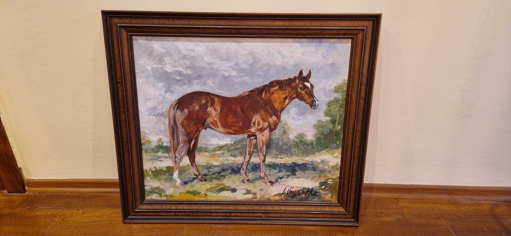 Vand 3 tablouri cu cai (pictura in ulei - origine Germania)