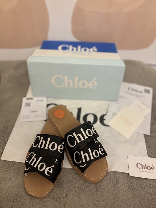 Slapi Chloe Woody Canvas Slides negru 36-41 marimi