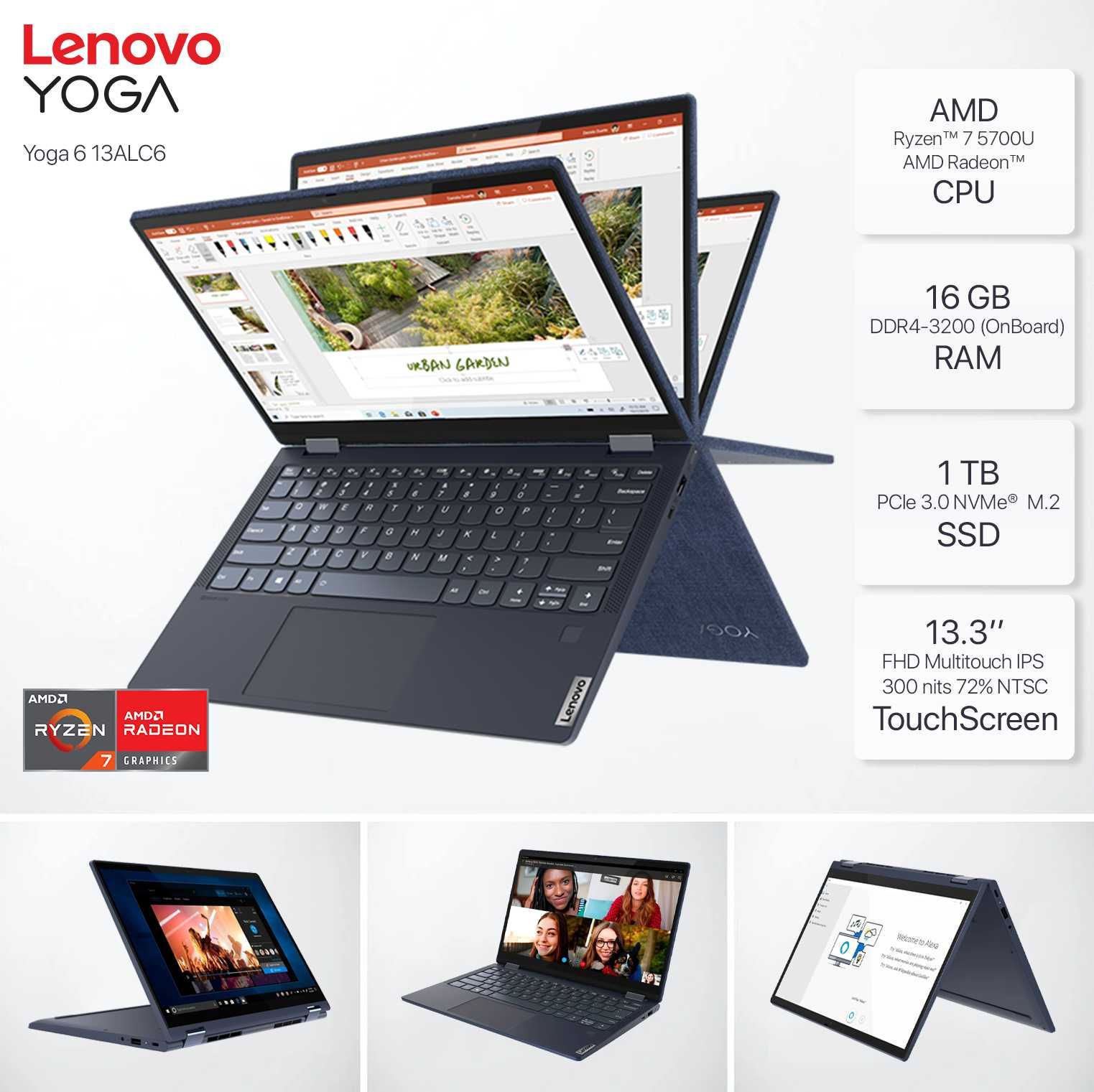 Lenovo Yoga 6 x360 13ALC6 AMD Ryzen™ 7 5700U 16ГБ/1TБ 13.3 Touchscreen