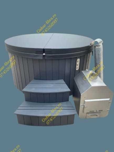 Ciubăr jacuzzi 2m capac termo soba exterioara cu aeromasaj