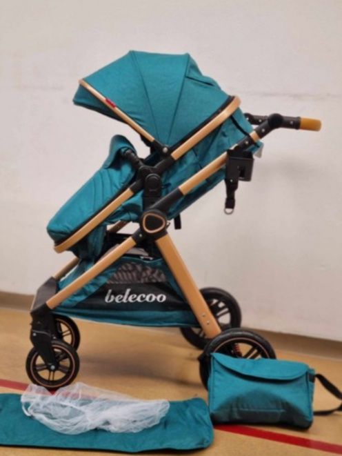 Vând Carucior Belecoo  de copii 2 in 1 cu geanta accesorii,