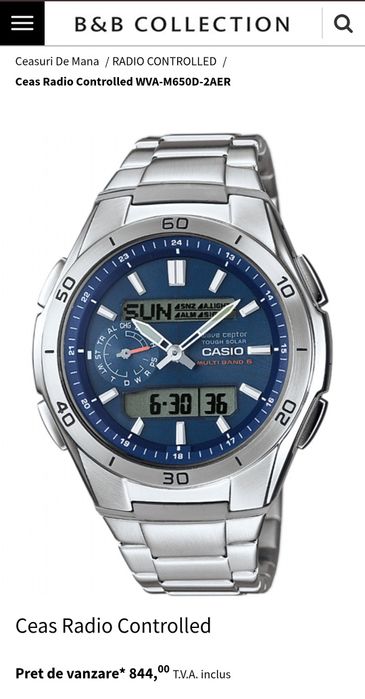 Casio WAVECEPTOR WVA-M650D-2AER Solar; original, acte, sigilat.