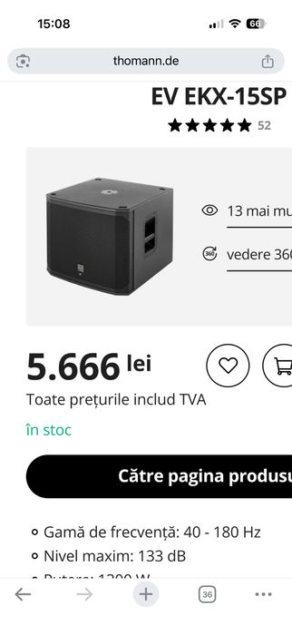 Ekx 15sp sub activ bas