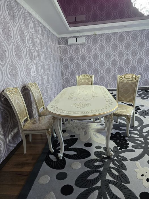 Стол кухонный, овальный, МДФ, раздвижной, цвет белый, слоновая кость