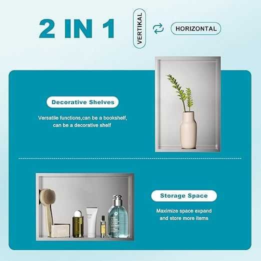 KEOKBON Nișă de duș fără faianță 48 x 33 x 10 cm Organizator de duș