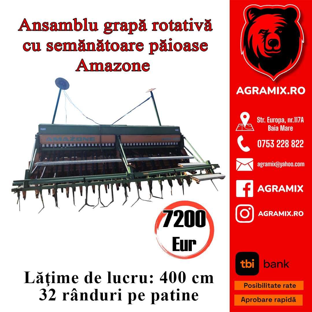 Ansamblu grapa rotativa cu semanatoare paioase Amazone Agramix