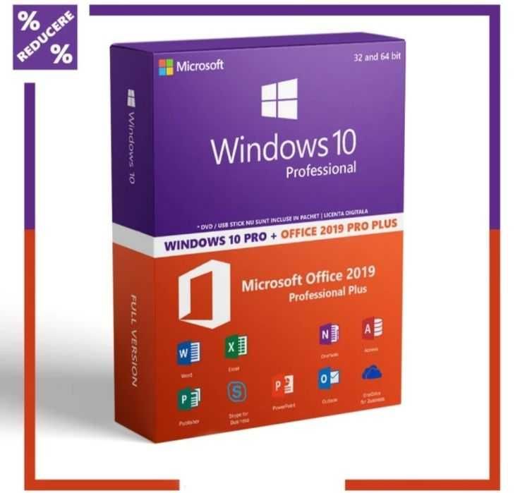 Stick bootabil Windows 10 + Office 2019 + key retail, Dvd instalare