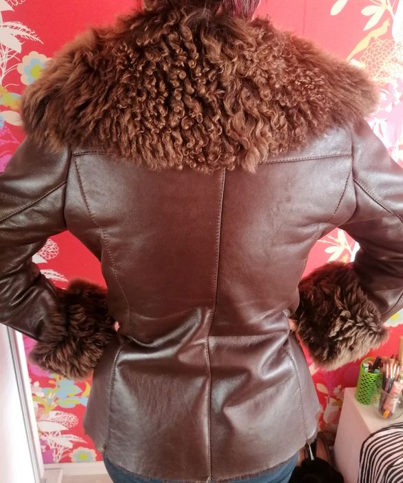 Cojoc jacheta Geaca piele și blană naturală 100%