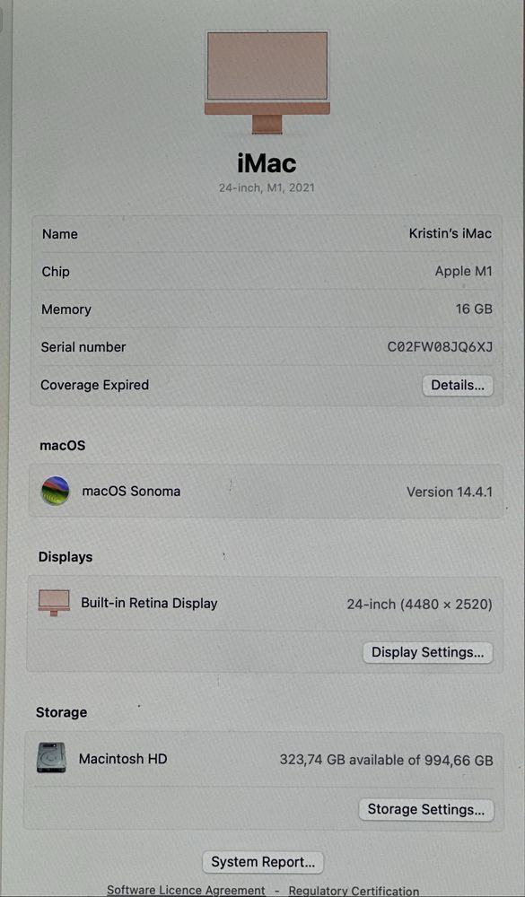 Apple iMac 24" 1 TB M1
