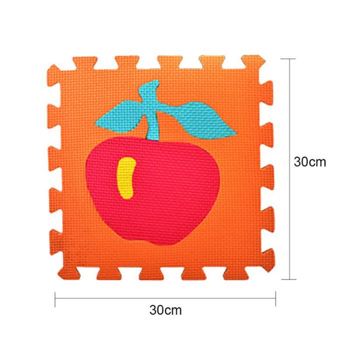Детски мек пъзел килим за игра с плодове и цифри и колички - 10 плочи