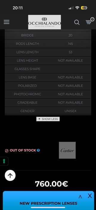 Диоптрични очила CARTIER титан