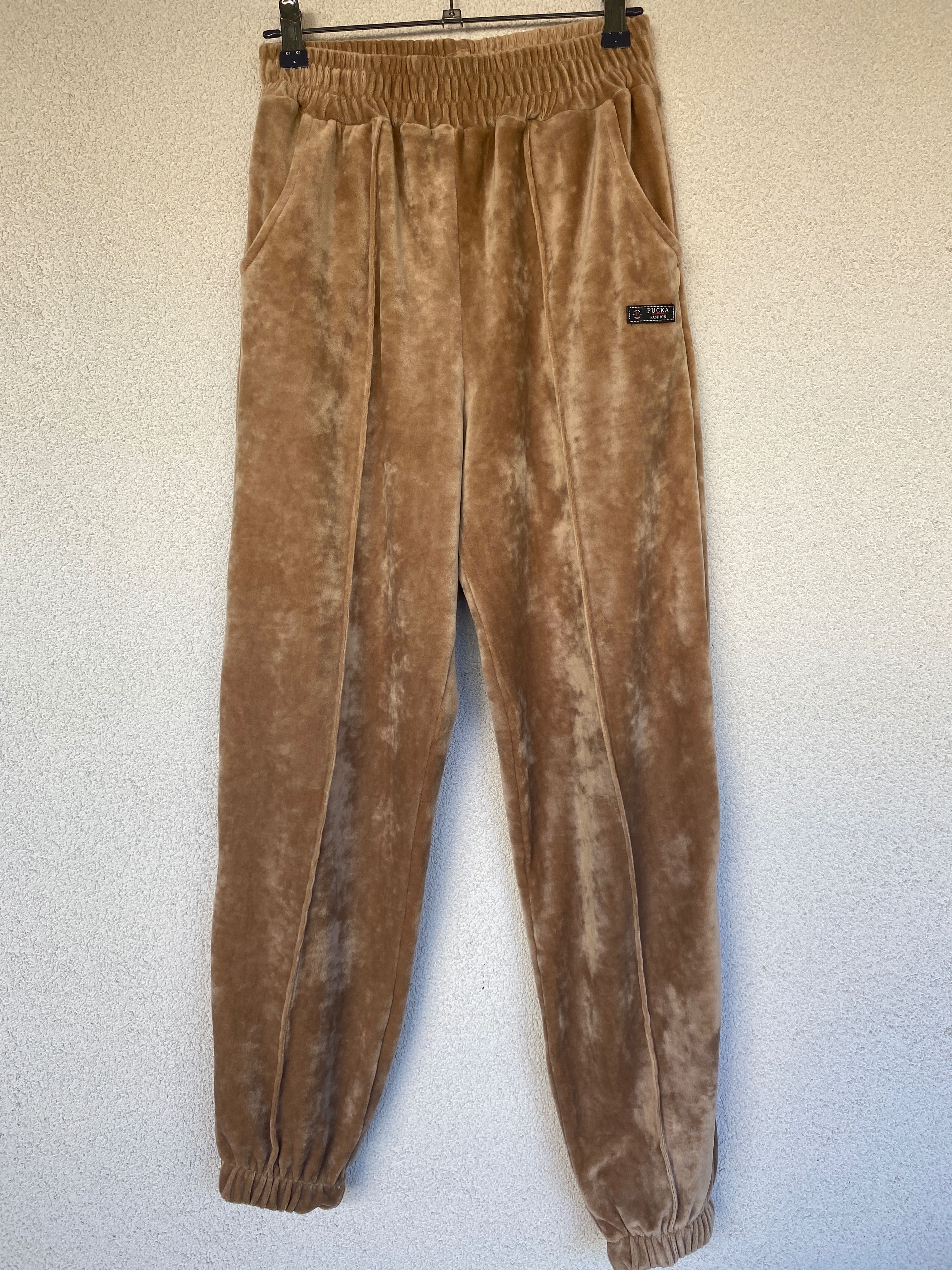 Pantaloni dama trening, S/36, nou, bej/maro/caramel, brand 'Puka'