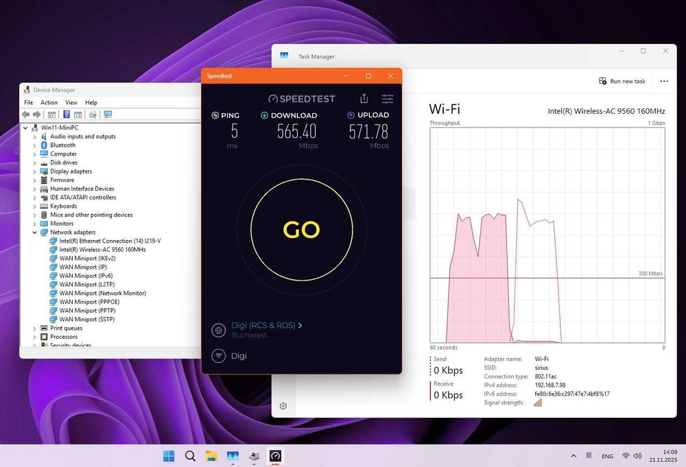 Placă WiFi Intel-9560NGW Dual Band, 2x2, 160 MHz, 1.73 Gbps, CNVio