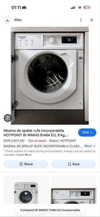 Vand masina spalat rufe Hotpoint BI WMHG 71484 EU
