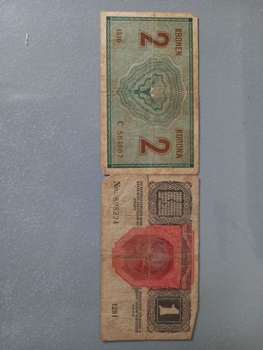 Bancnote vechi 1000 si 10 korona