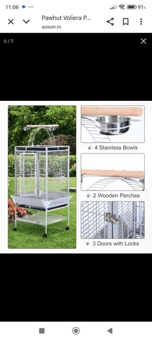Cusca,colivie,voliera pasari Pawhut 160 cm – Mobila cu Stinghii & Tavi