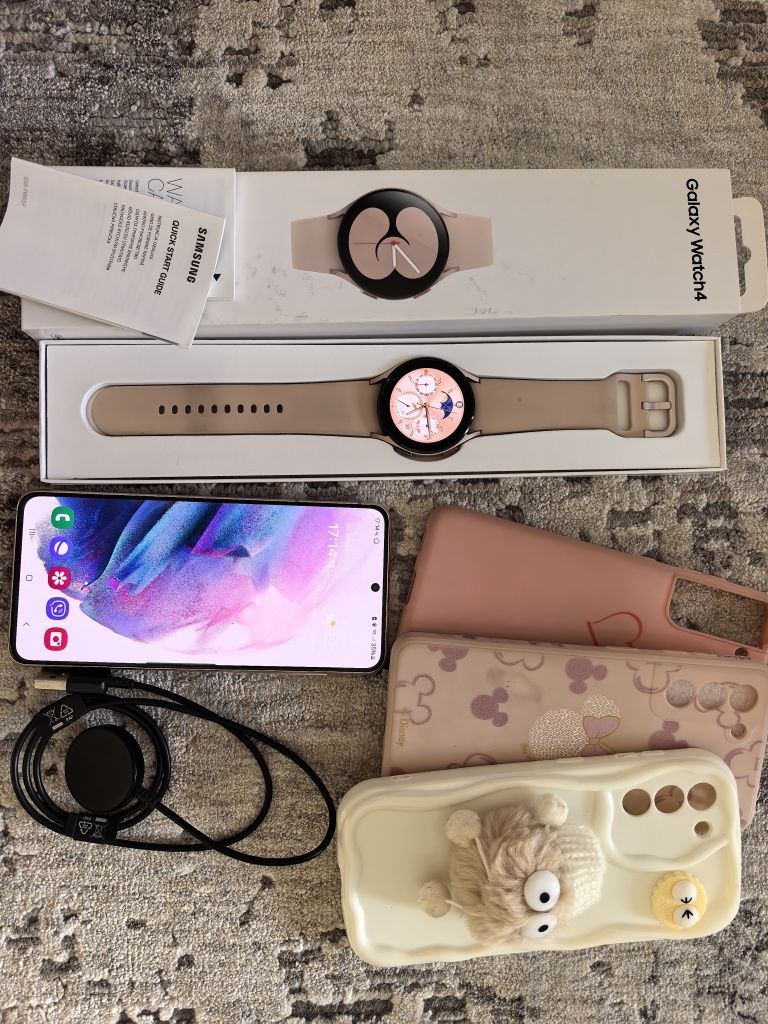 Samsung Galaxy S21 256GB (лилав) + Galaxy Watch 4 44mm (розов) – компл