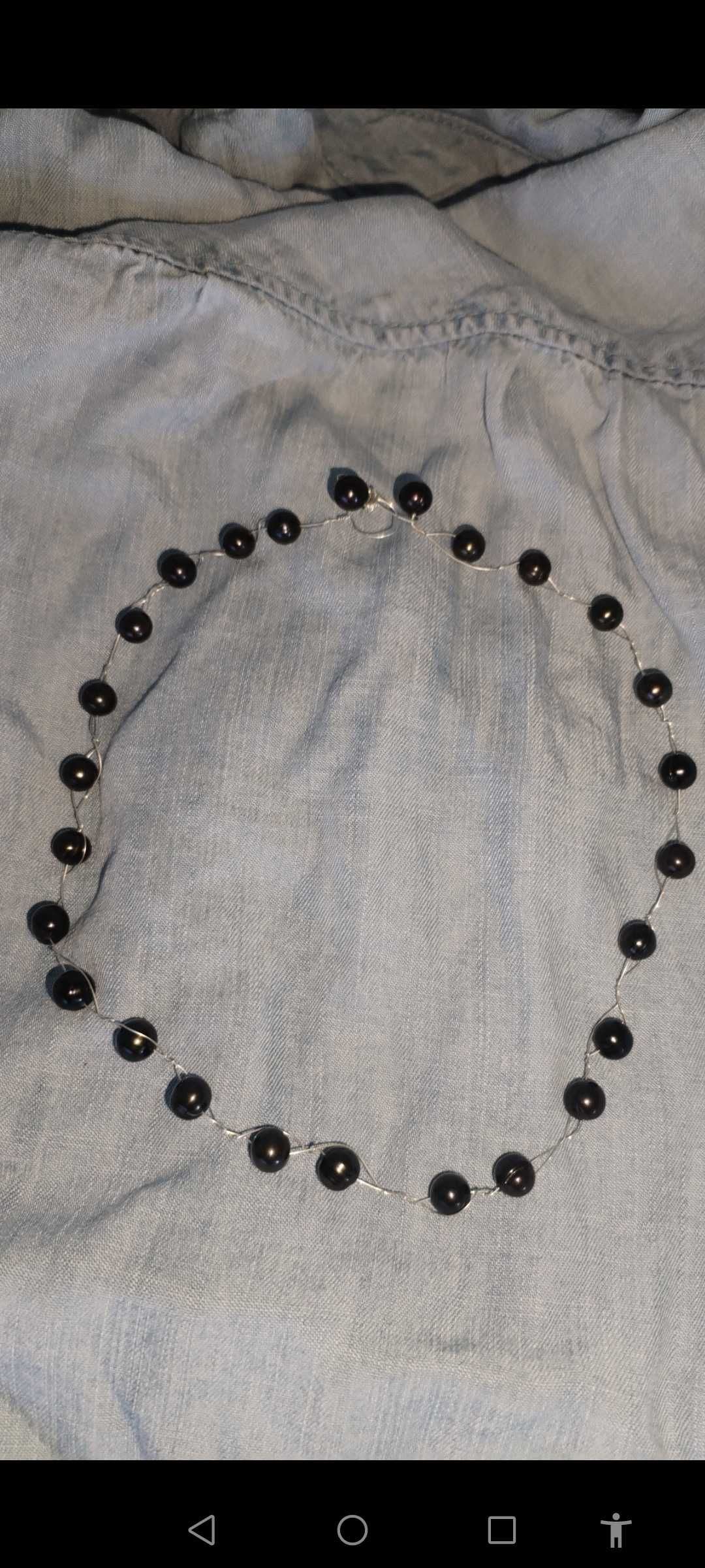 Colier din argint și perle naturale de cultură Black, unicat