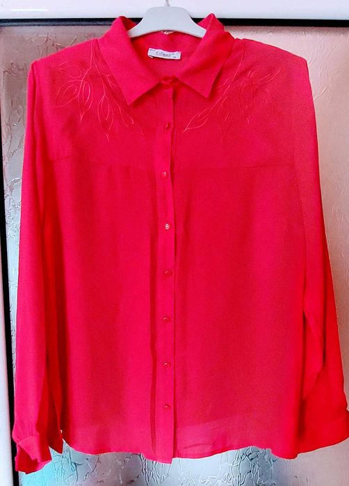 Camasa matase, maneca lunga, culoare rosu carmin