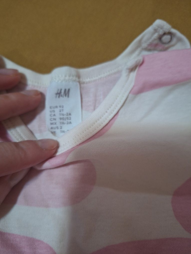 H&M комплект 92 размер блуза с клинче о боди с дълъг ръкав