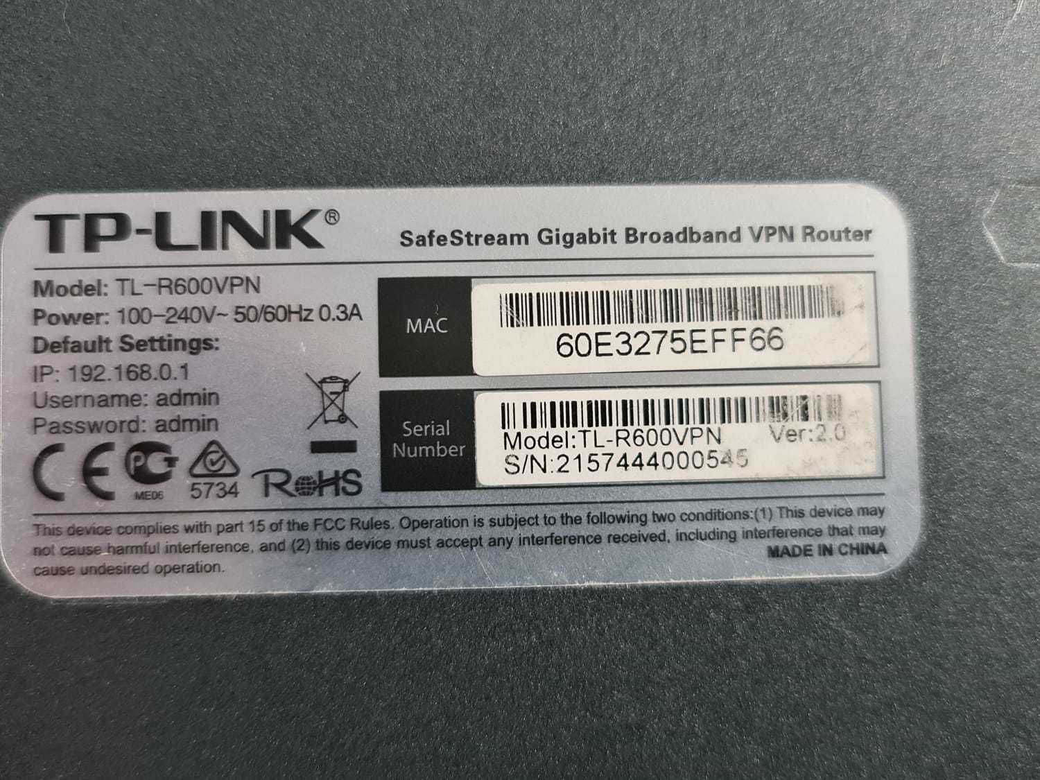 Router TP-LINK TL-R600VPN Broadband VPN, 1xWAN Gigabit, VPN Firewall