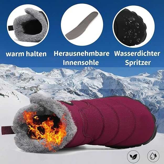 Ghete de iarnă Barefoot, calduroase, impermeabile, albastru, 40,43,44