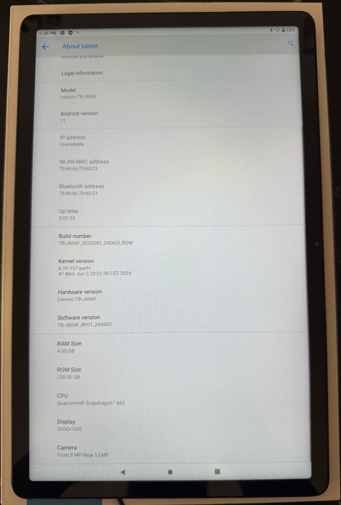 Таблет Lenovo Tab P11 TB-J606F - 128GB Най-ниска цена