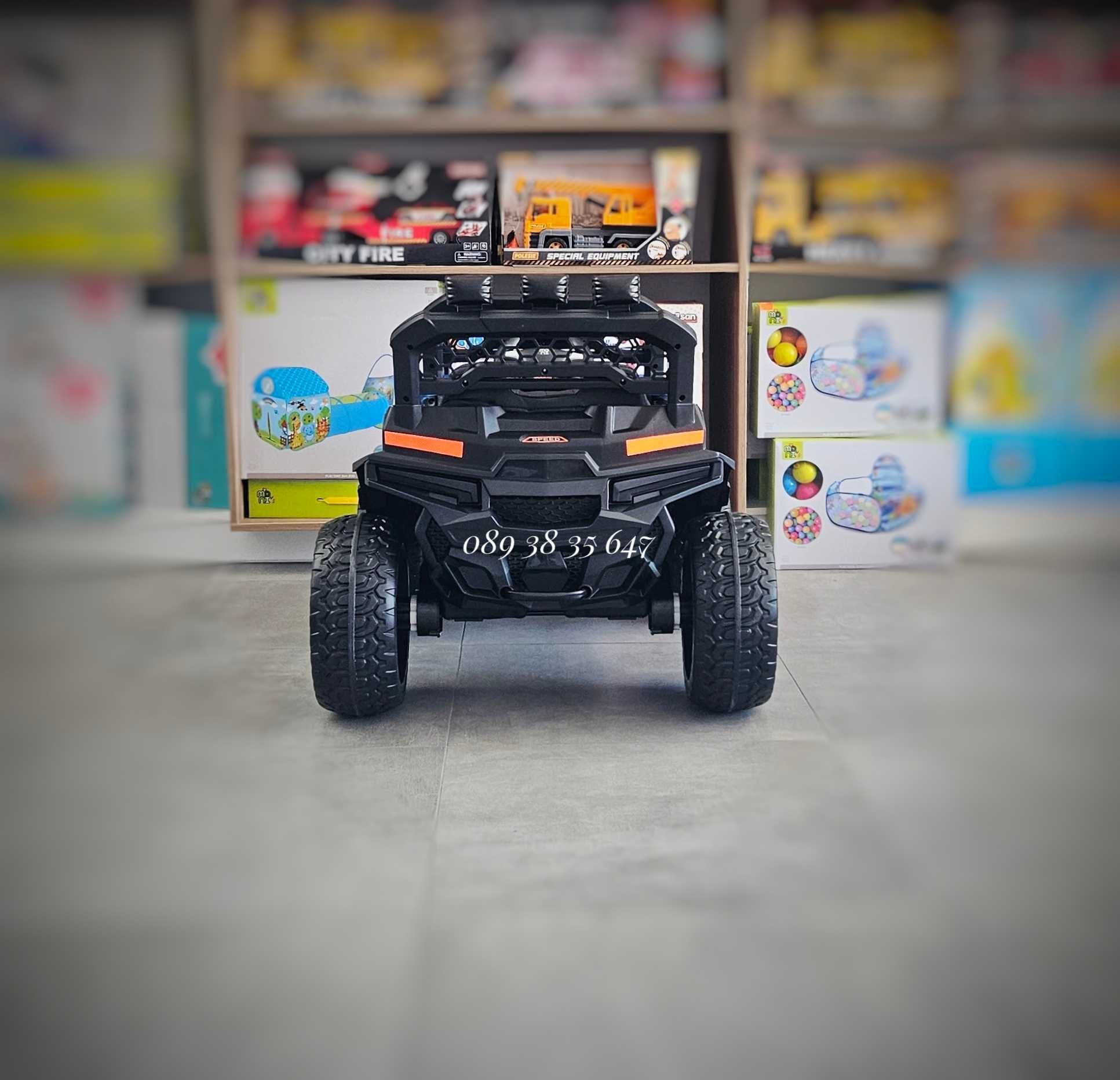 ПРОМО!НОВО!Акумулаторен джип Dust BLUE с 12V батерия,USB,МЕКИ ГУМИ,4Х4