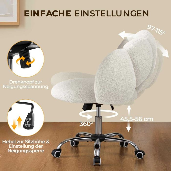 Scaun de birou ergonomic reglabil, tip floare, alb |R 592871 White