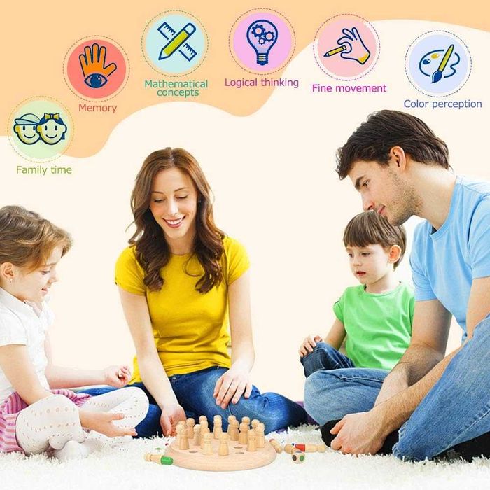 Sah de memorie pentru copii din lemn jucarie educationala pt. memorie