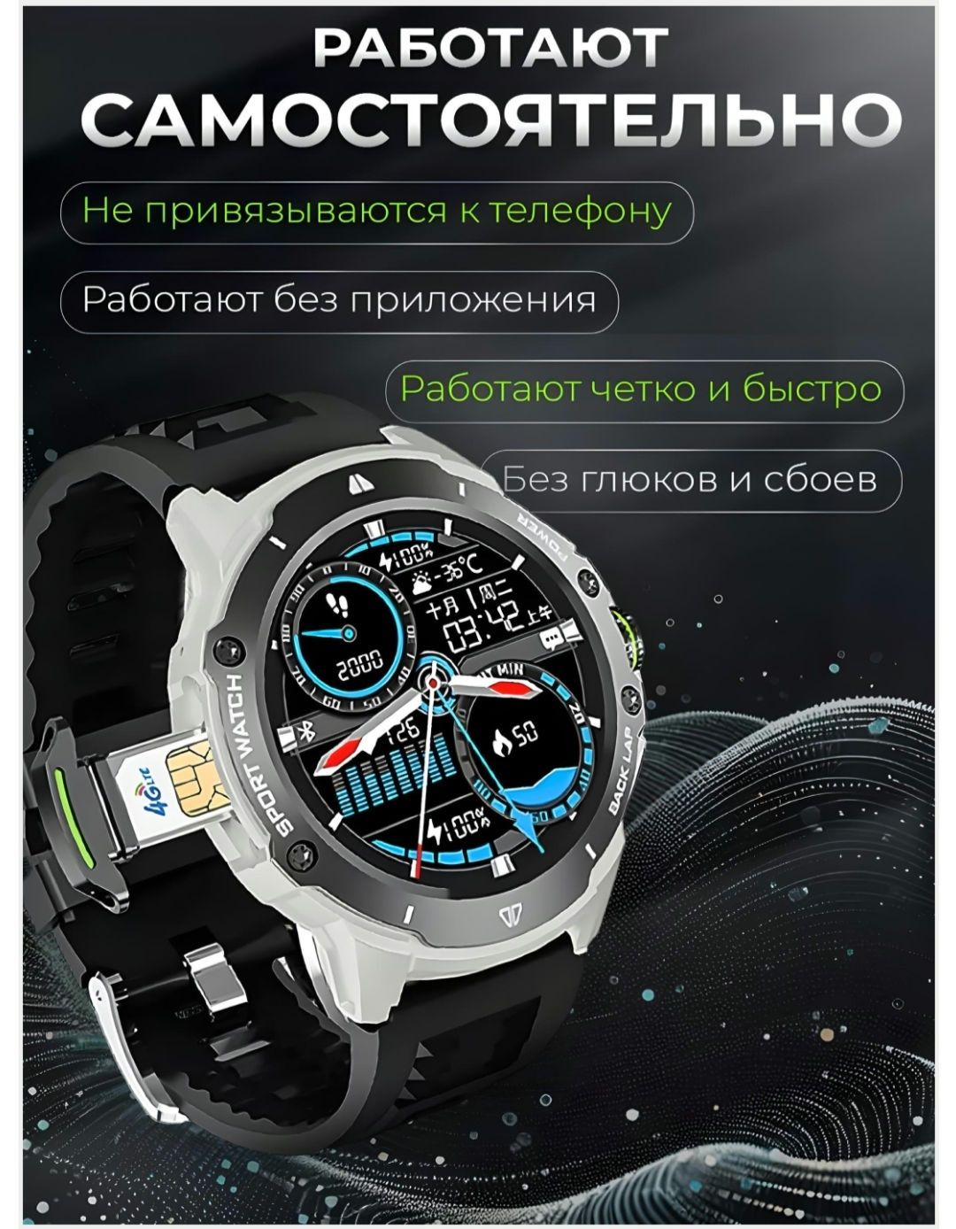 Часы на android, Amoled, 2/32gb, 5G imei зарегистрирован