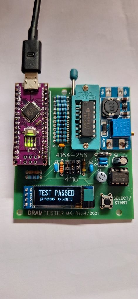 DRAM tester RAM Spectrum 4116 4164-41256 Arduino nano